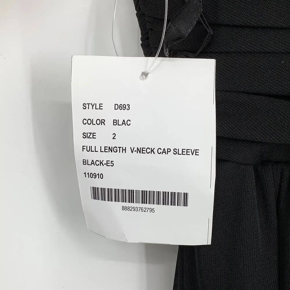 Alfred Sung Women's 2 Chiffon Knit Cap Sleeve V-Neck Maxi Dress $231 msrp J3-18 - Picture 10 of 10